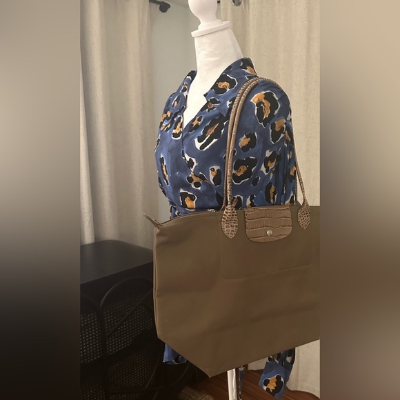 Longchamp Le Pliage Tote Bag Reptile Trim - Picture 11 of 14